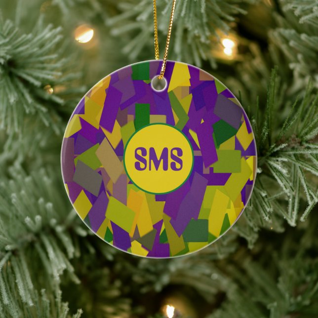 Mardi Gras Blocks Ceramic Ornament (Tree)