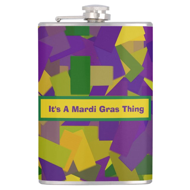 Mardi Gras Blocks Flask (Front)