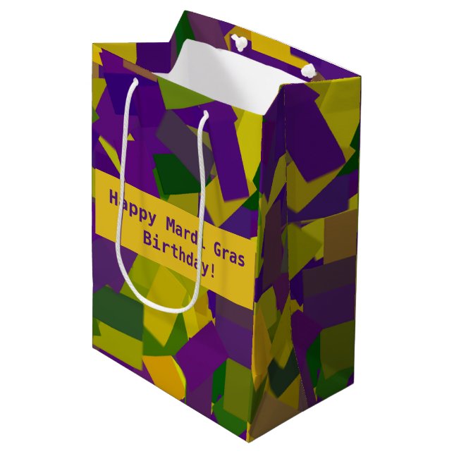 Mardi Gras Blocks Medium Gift Bag (Front Angled)
