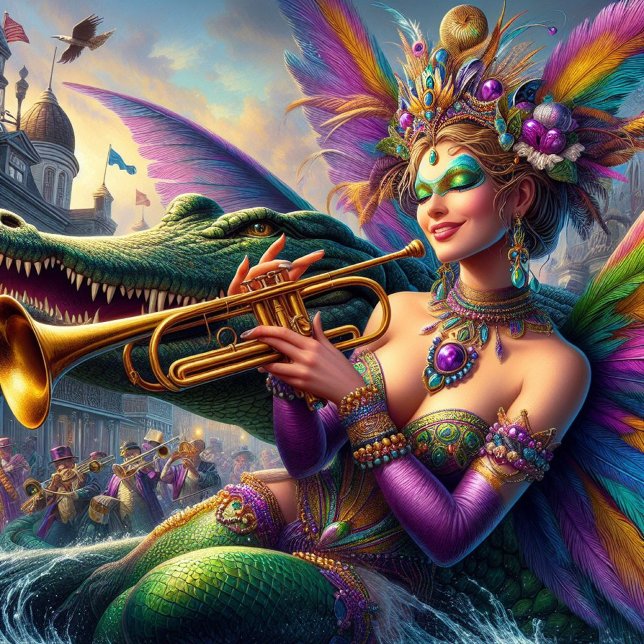 Mardi Gras Blond and Claude the Alligator Jigsaw Puzzle (Creator Uploaded)
