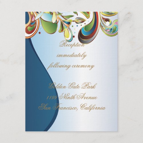 Mardi Gras Blue Wedding Reception Insert Card