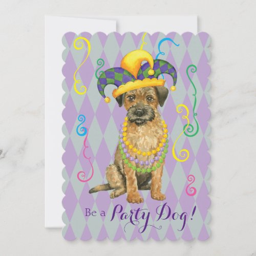 Mardi Gras Border Terrier Invitation