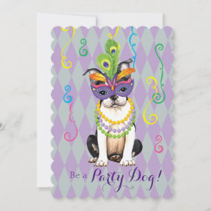 Mardi Gras Boston Terrier Invitation