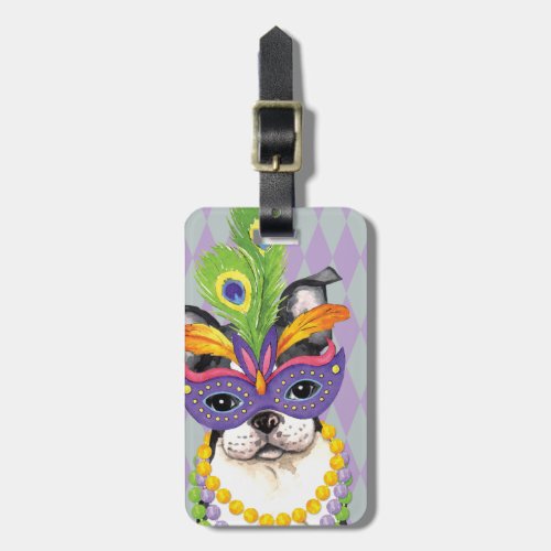 Mardi Gras Boston Terrier Luggage Tag