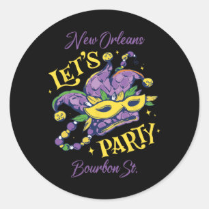 Mardi Gras Bourbon Street New Orleans Souvenir Lou Classic Round Sticker