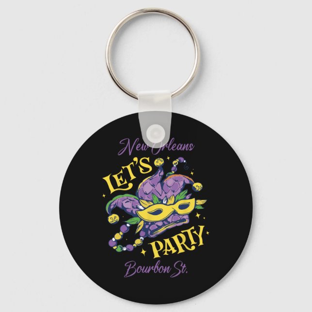 Mardi Gras Bourbon Street New Orleans Souvenir Lou Keychain (Front)