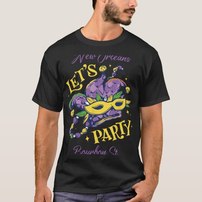 Mardi Gras Bourbon Street New Orleans Souvenir Lou T-Shirt (Front)
