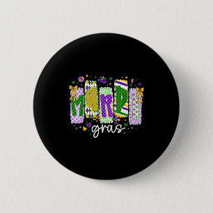 Mardi Gras Bow Coquette Bow Fat Tuesday New Orlean Button