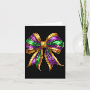Mardi Gras Bow Coquette Bow Fat Tuesday New Orlean Card