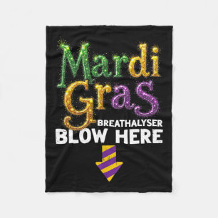 Mardi Gras Breathalyser Blow Here Funny Adult Men  Fleece Blanket