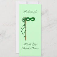 "Mardi Gras Bridal Shower" - Green Mask w/ Ribbon