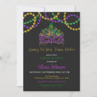 Mardi Gras Bridal Shower Invitation - Beads