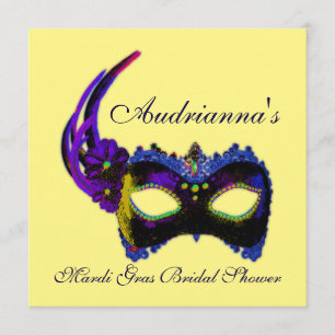 "Mardi Gras Bridal Shower"-Multiple Neon Colors[b] Invitation