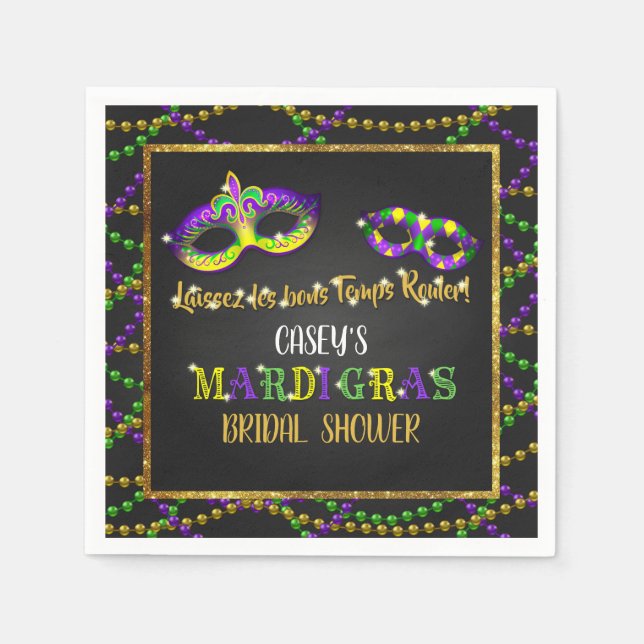 Mardi Gras Bridal Shower Napkins (Front)