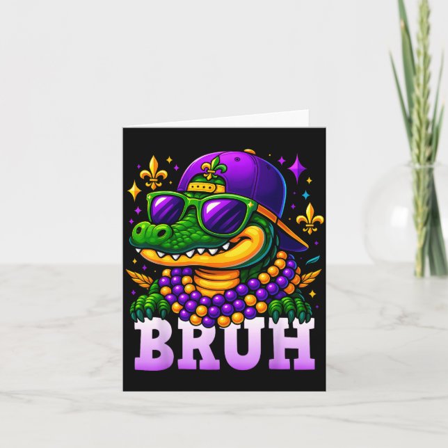 Mardi Gras Bruh Mardigator Alligator Costume Teens Card (Front)