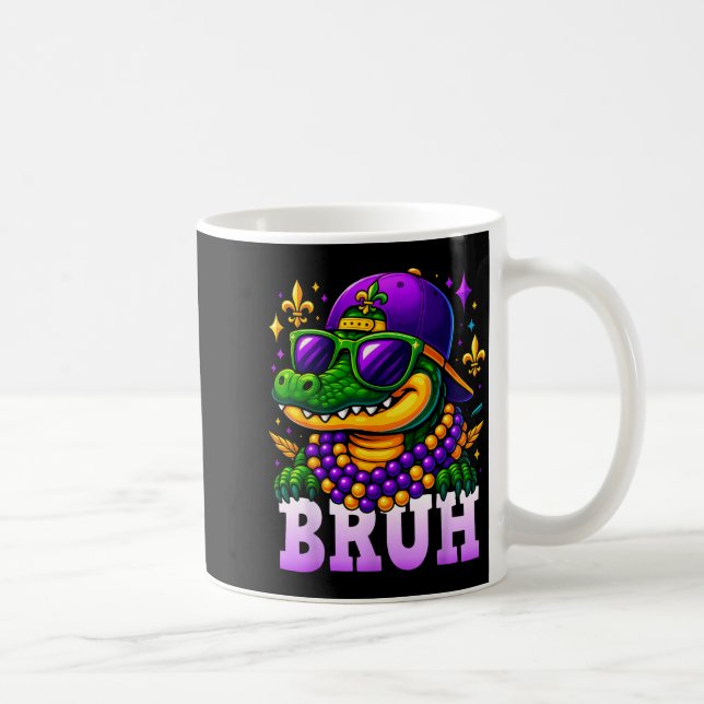 Mardi Gras Bruh Mardigator Alligator Costume Teens Coffee Mug (Right)