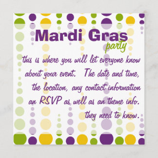 Mardi Gras Bubble Dots Invitation