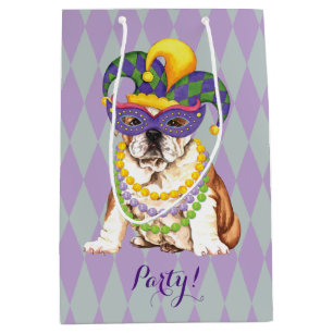 Mardi Gras Bulldog Medium Gift Bag