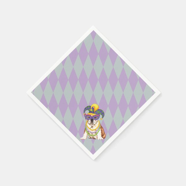 Mardi Gras Bulldog Paper Napkins (Corner)
