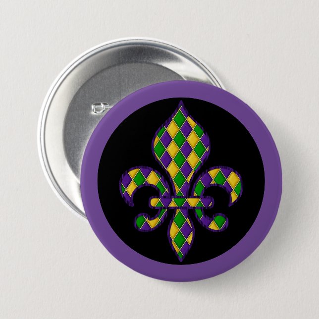 Mardi Gras Button Pin (Front & Back)