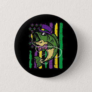 Mardi Gras Byb Fish Us Flag Patriot Fisherman Men Button