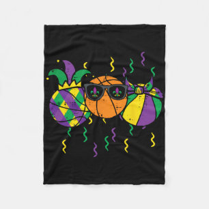 Mardi Gras Bysketbyll Fun Sports Boys Kids Toddler Fleece Blanket