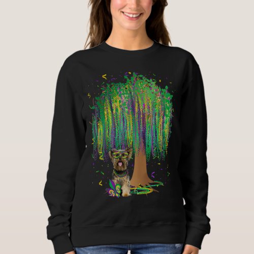 Mardi Gras Cairn Terrier Bead  Tree Bourbon Street Sweatshirt