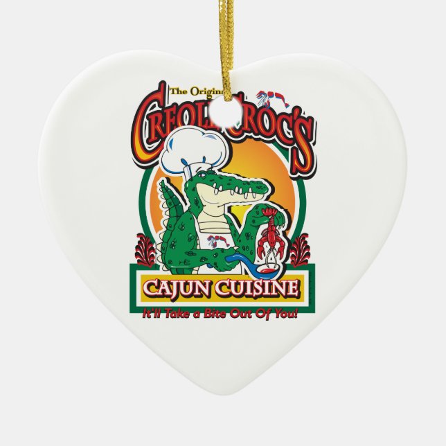 Mardi Gras Cajun Crocodile Ceramic Ornament (Front)