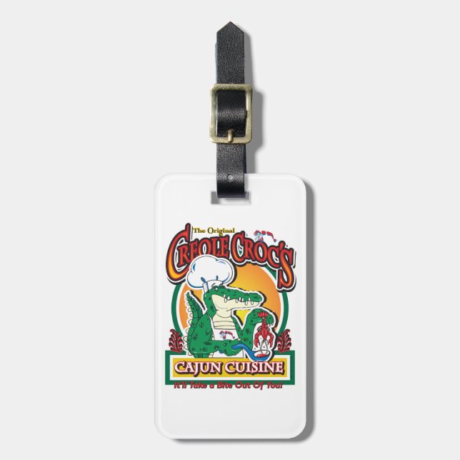 Mardi Gras Cajun Crocodile Luggage Tag (Front Vertical)