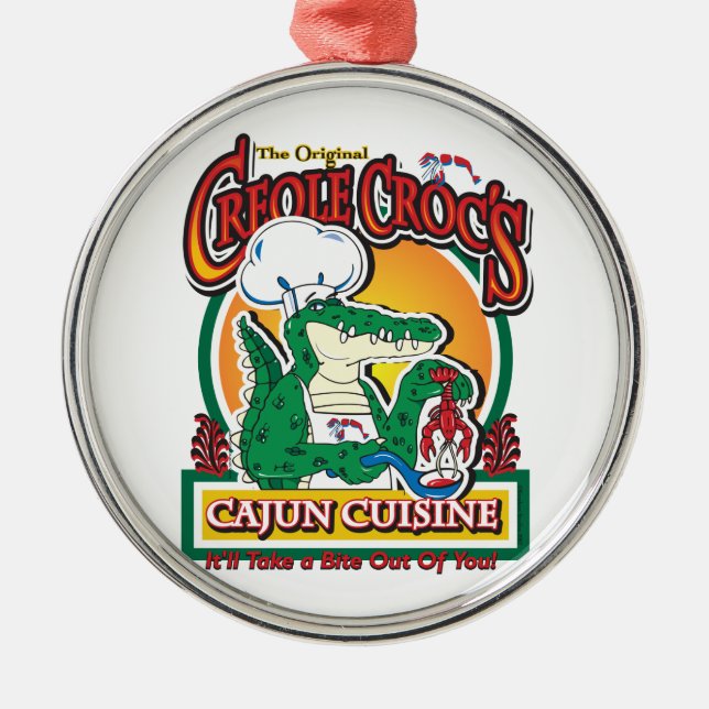 Mardi Gras Cajun Crocodile Metal Ornament (Front)