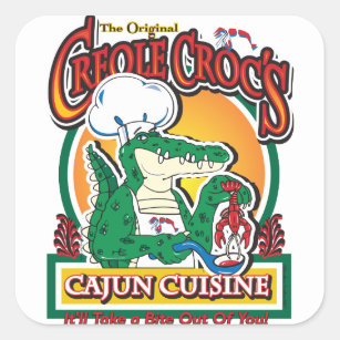 Mardi Gras Cajun Crocodile Square Sticker