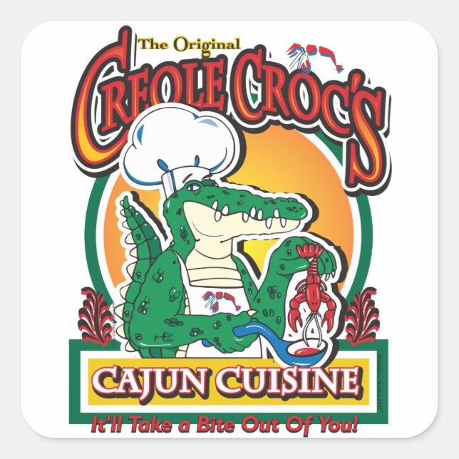 Mardi Gras Cajun Crocodile Square Sticker (Front)