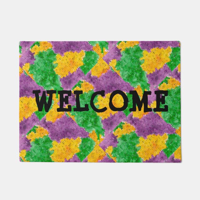 Mardi Gras Camouflage Welcome Doormat (Front)