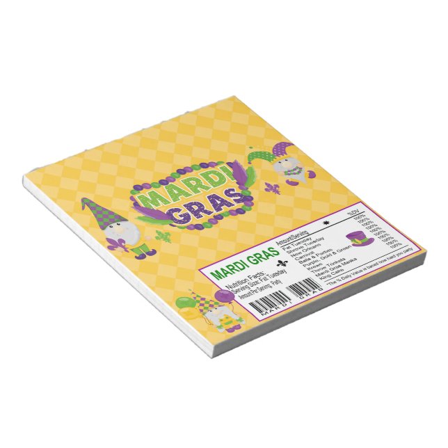 Mardi Gras Candy Bar Wrapper Party Favors Notepad (Angled)