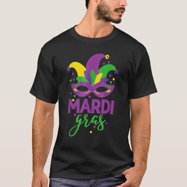 Mardi Gras Capuchon Mask New Orleans Carnival Cost T-Shirt (Front)