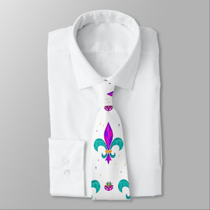Mardi Gras Carnaval Green & Purple Masquerade Fun Neck Tie