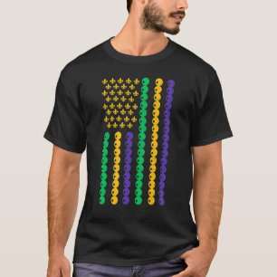 Mardi Gras Carnival Beads American Flag Mardi Gras T-Shirt