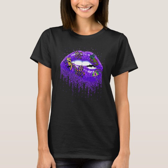 Mardi Gras Carnival Costume Beads Masks Fleur de l T-Shirt (Front)