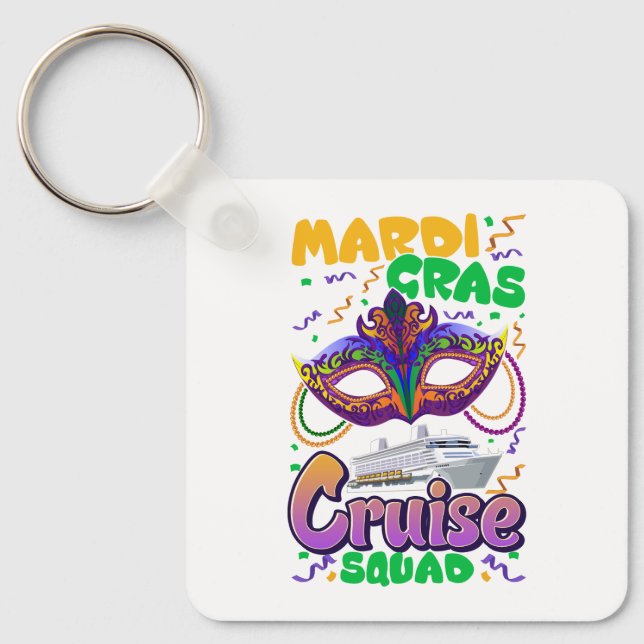 Mardi Gras Carnival Cruise Vacation Travel  Keychain (Front)