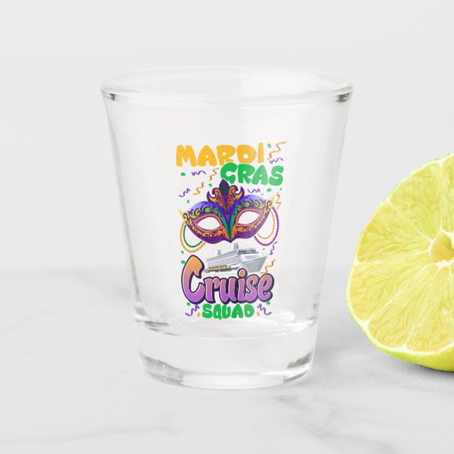 Mardi Gras Carnival Cruise Vacation Travel  Shot Glass (Front)