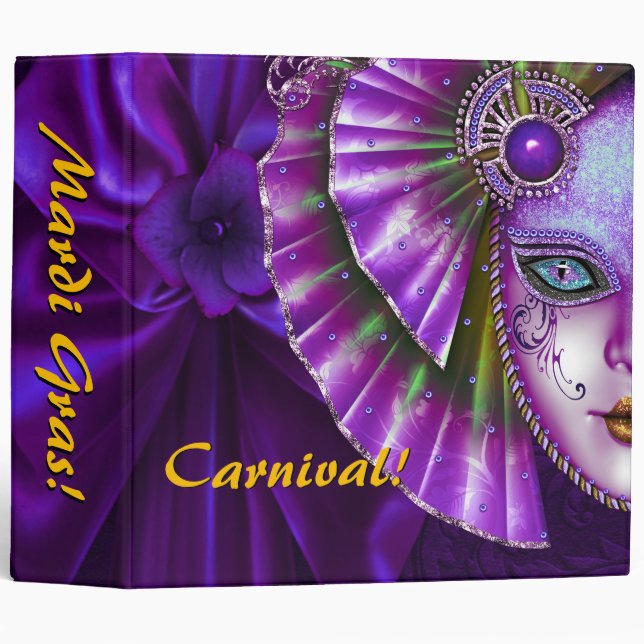 Mardi Gras Carnival Deep Purple Photo Album Binder (Front/Spine)