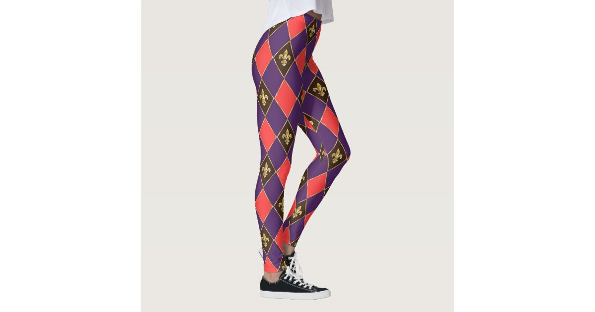 Mardi Gras Leggings Diamond Leggings Mardi Gras Pants Mardi Gras Leggings  Womens Leggings 