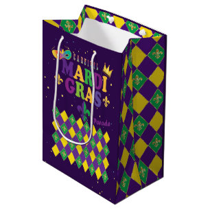Mardi Gras Carnival Fleur de Lis Diamond Decor Medium Gift Bag