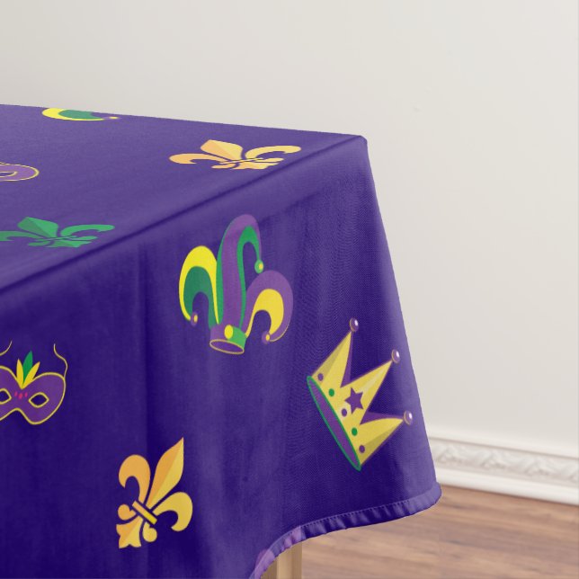 Mardi Gras Carnival Fleur de Lis Diamond Decor Tablecloth (In Situ)