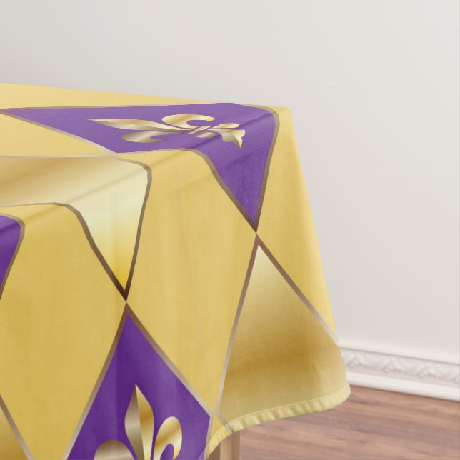 Mardi Gras Carnival Fleur de Lis Diamond Decor Tablecloth (In Situ)