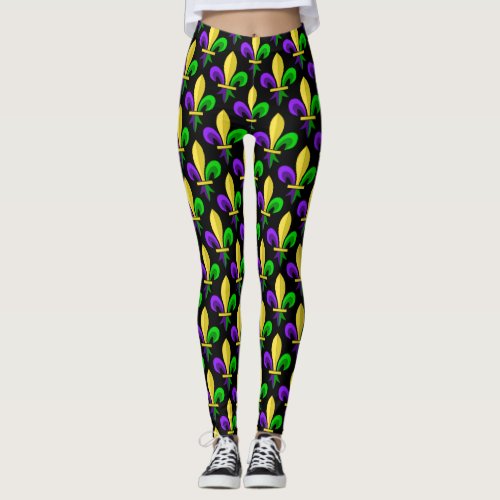 Mardi Gras Carnival Fleur De Lis Leggings