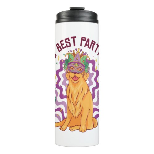 Mardi Gras Carnival Golden Retriever Party Costume Thermal Tumbler