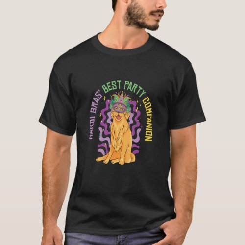 Mardi Gras Carnival Golden Retriever Party T-Shirt