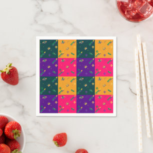 Mardi Gras Carnival Harlequin Fleur de Lis Diamond Napkins