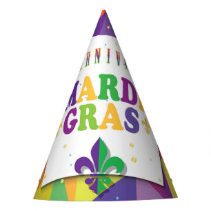 Mardi Gras Carnival Harlequin Fleur de Lis Diamond Party Hat